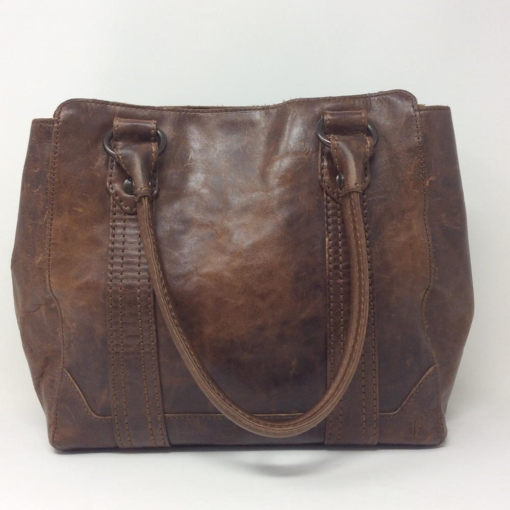 Frye Melissa Brown Leather Tote Bag Distressed